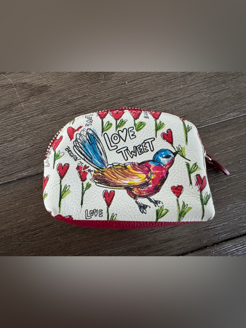 NWOT COLORFUL 'Love Tweet' Bird Coin Pouch